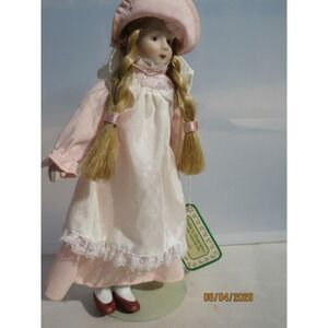 Russ Berrie Months to Remember August Porcelain Doll Pink Dress 1592 Vintage